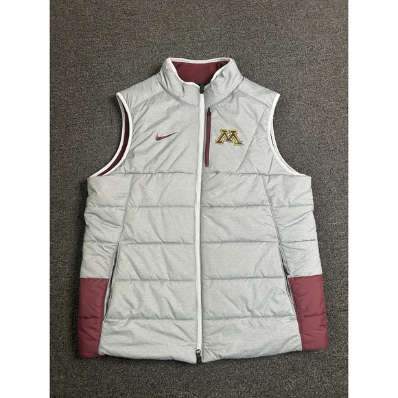 Minnesota Gophers Nike Puffer Vest Gray/Red Mens Large Full Zip Football College - Picture 1 of 10